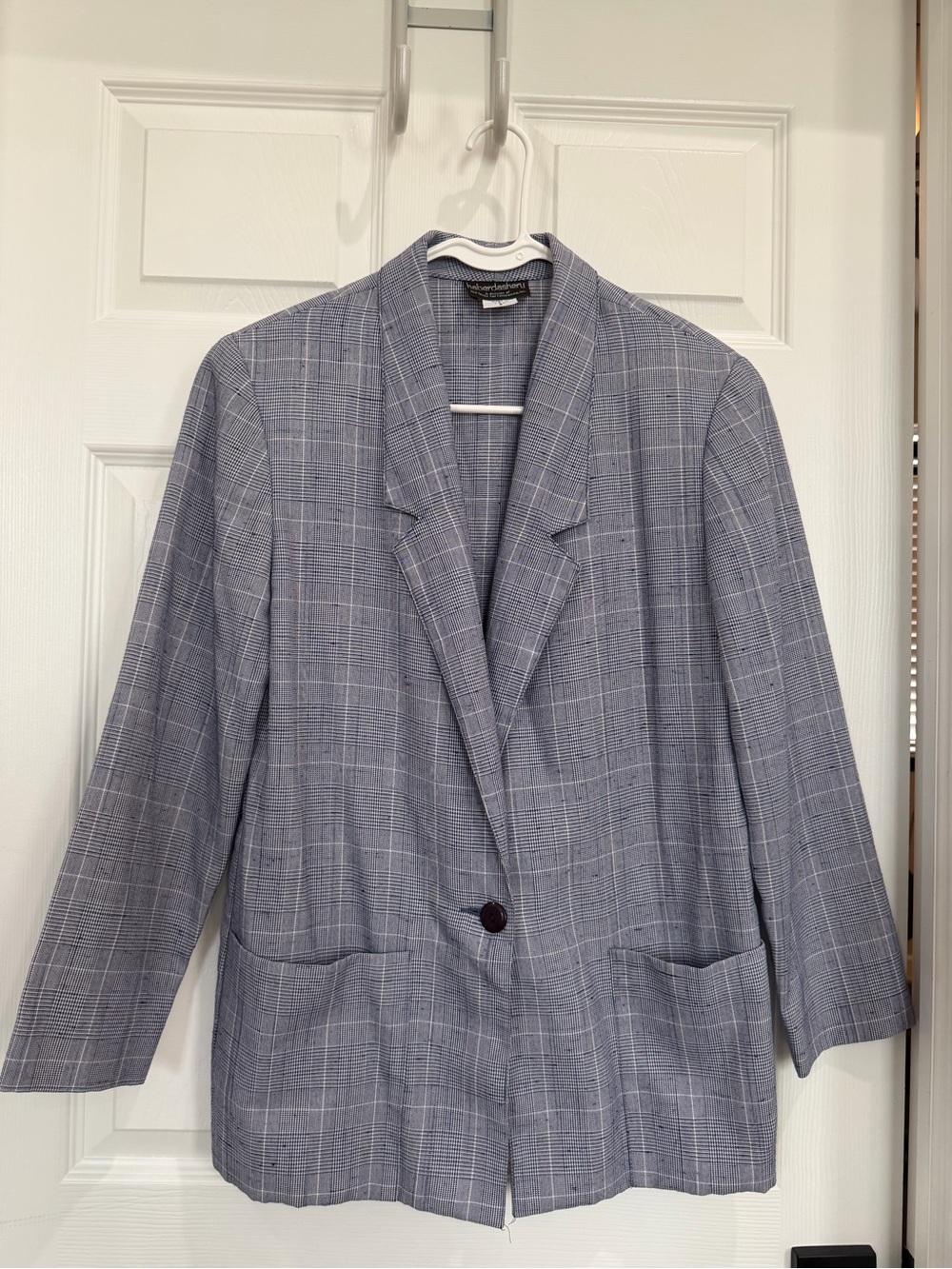 Vintage Haberdashery Leslie Fay Plaid Oversized Blazer Size 8 Made in USA